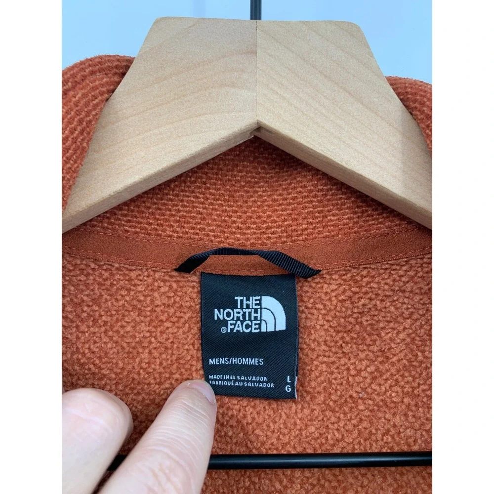 The North Face Sweater Mens Large Orange 1/4 Zip Pullover Textured Fall Preppy